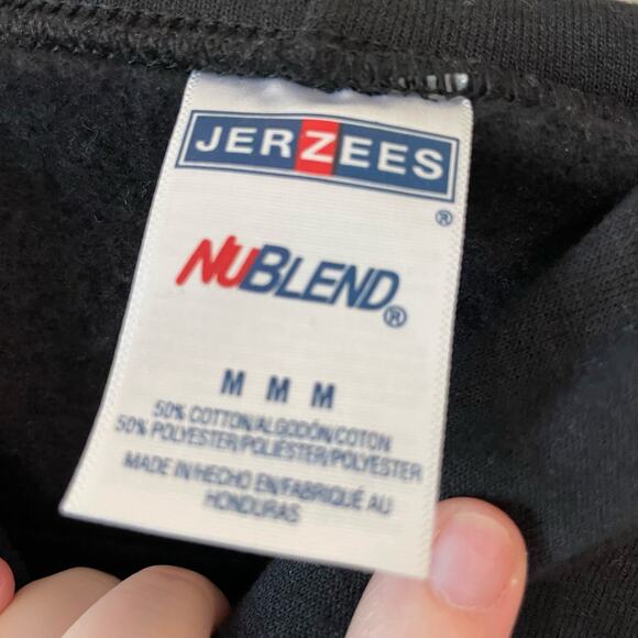 Jerzees M/M black white Senior Sh4RKS shark spell spell out hoodie casual cozy - Picture 4 of 7